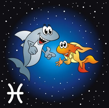 Zeichnung des Sternzeichens Fische im Comic-Stil