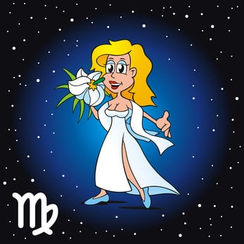 Zeichnung des Sternzeichens Jungfrau im Comic-Stil