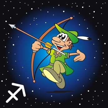 Zeichnung des Sternzeichens Schütze im Comic-Stil