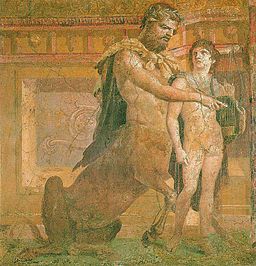 Chiron lehrt den jungen Achilles – Wandmalerei